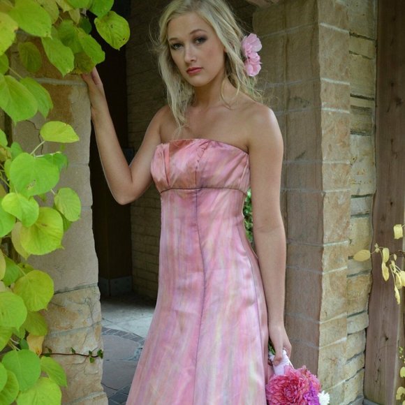 painted Vera Wang silk Wedding dress gown pink ivory white blush 2 4 6 8 purple - Picture 8 of 16